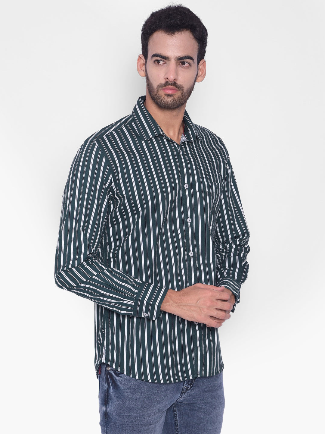 Green Striped Shirt-Mens Shirts-Crimsoune Club