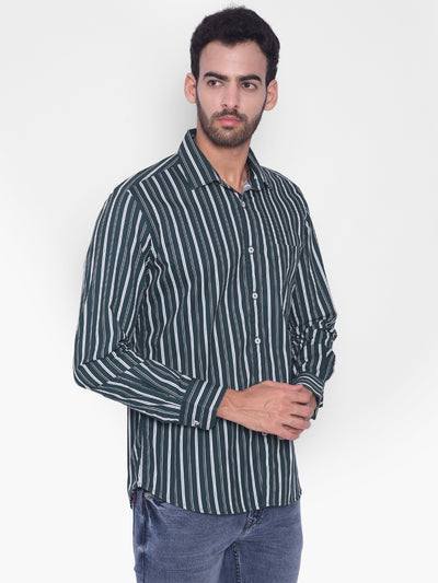 Green Striped Shirt-Mens Shirts-Crimsoune Club