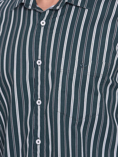 Green Striped Shirt-Mens Shirts-Crimsoune Club