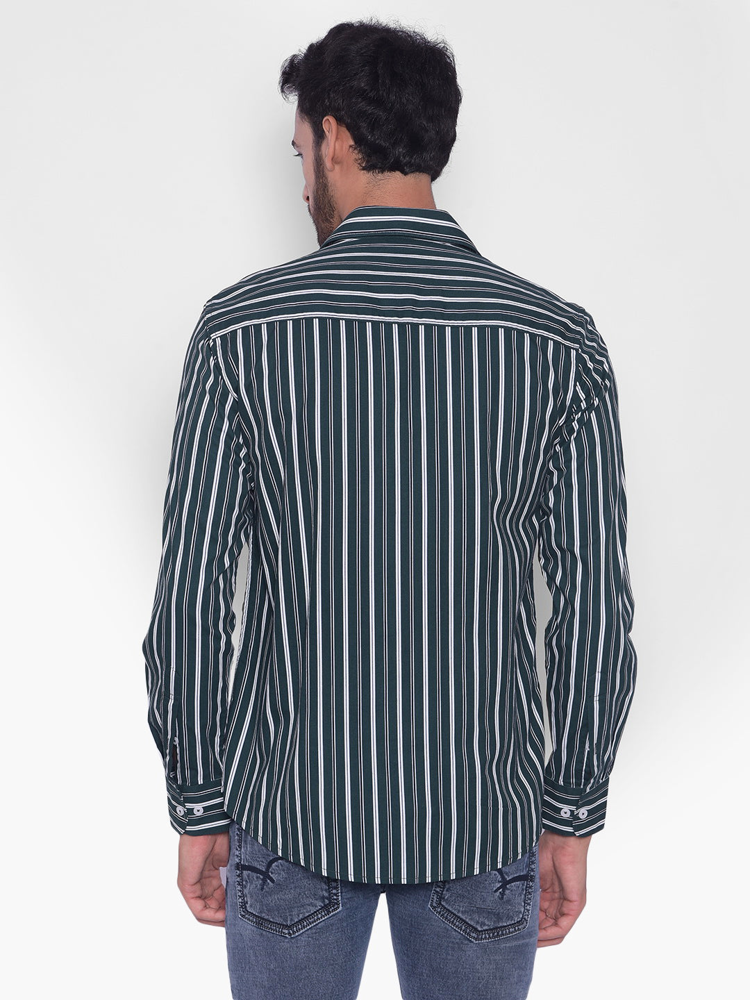 Green Striped Shirt-Mens Shirts-Crimsoune Club