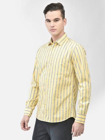 Yellow Striped Shirt-Men Shirts-Crimsoune Club