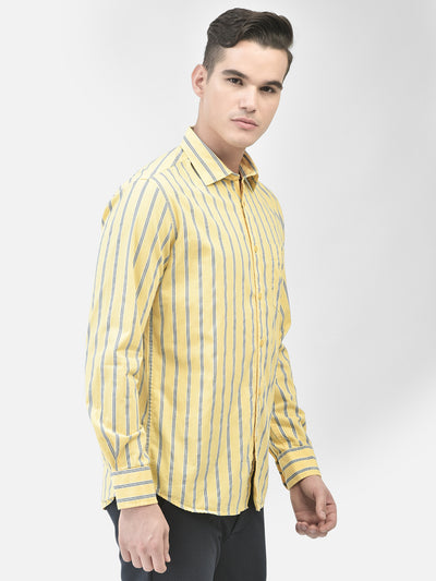 Yellow Striped Shirt-Men Shirts-Crimsoune Club