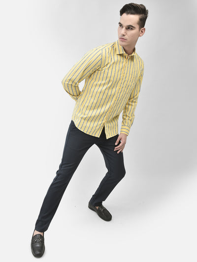 Yellow Striped Shirt-Men Shirts-Crimsoune Club