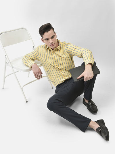 Yellow Striped Shirt-Men Shirts-Crimsoune Club