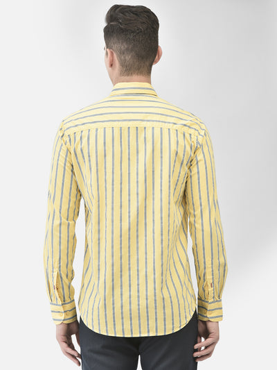 Yellow Striped Shirt-Men Shirts-Crimsoune Club
