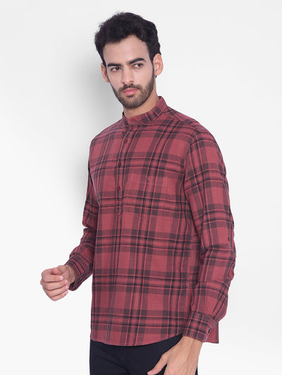 Maroon Checked Kurta-Mens Kurta-Crimsoune Club