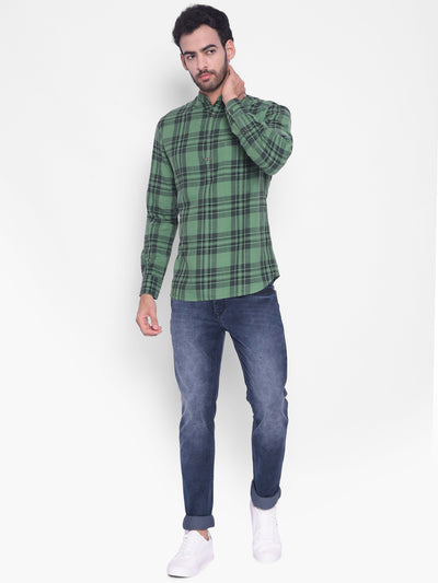 Green Checked Kurta-Men Kurtas-Crimsoune Club