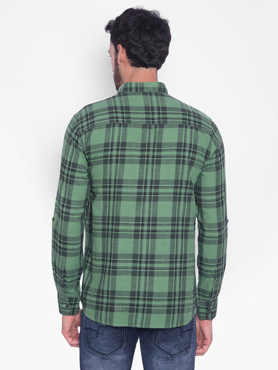 Green Checked Kurta-Men Kurtas-Crimsoune Club