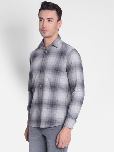 Grey Checked Shirt-Men shirts-Crimsoune Club
