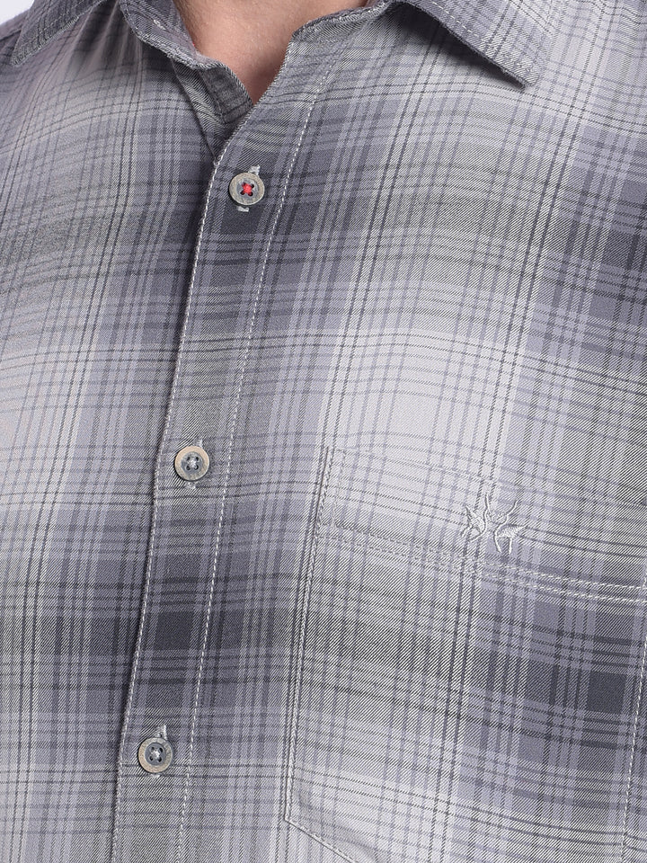 Grey Checked Shirt-Men shirts-Crimsoune Club