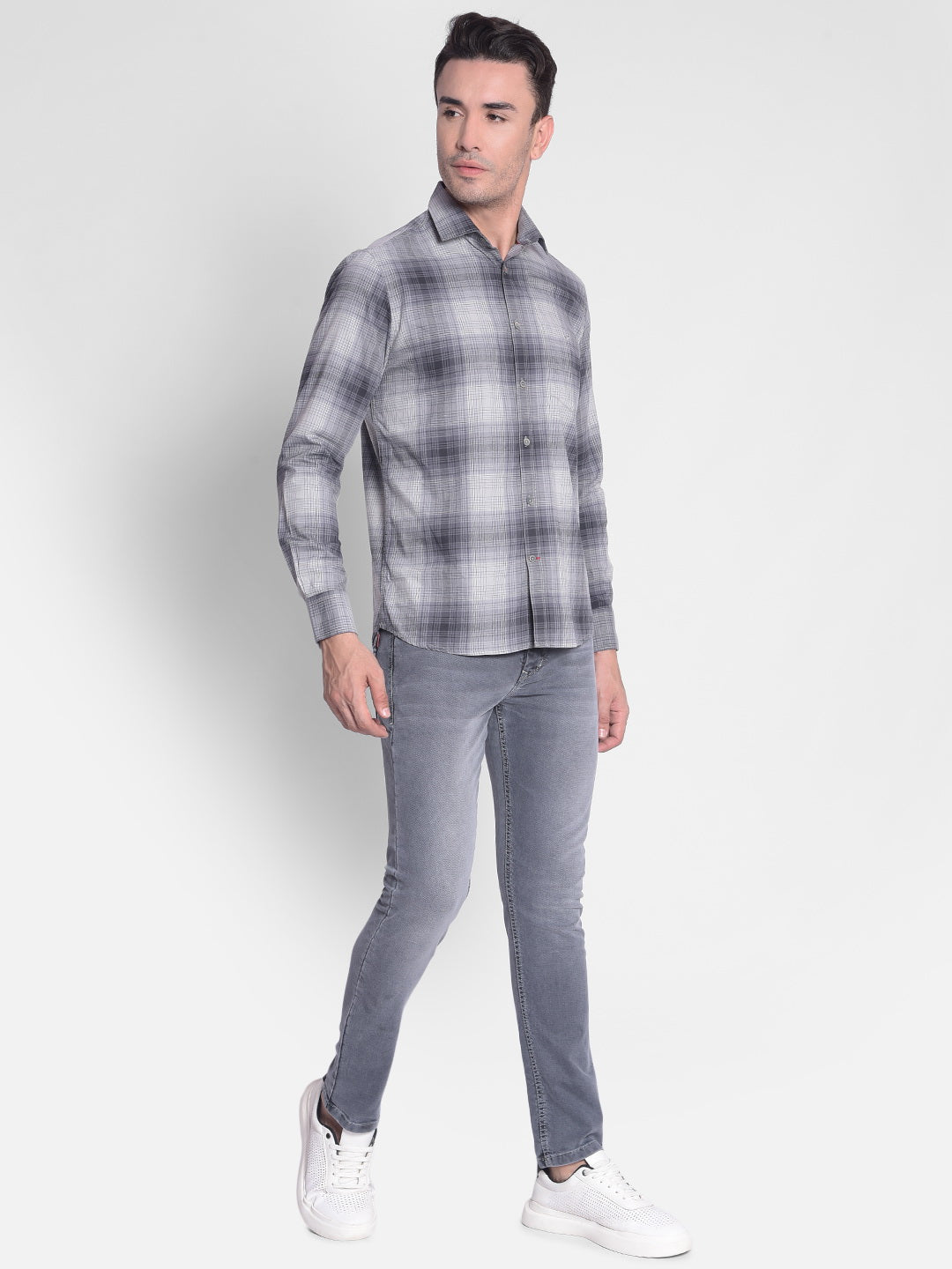 Grey Checked Shirt-Men shirts-Crimsoune Club