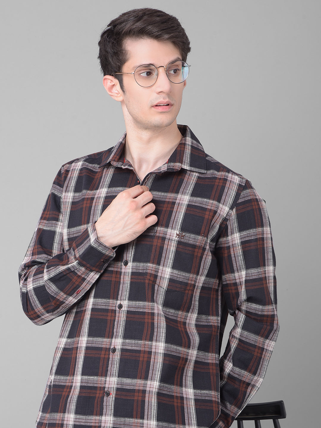 Black Checked Shirt-Men Shirts-Crimsoune Club
