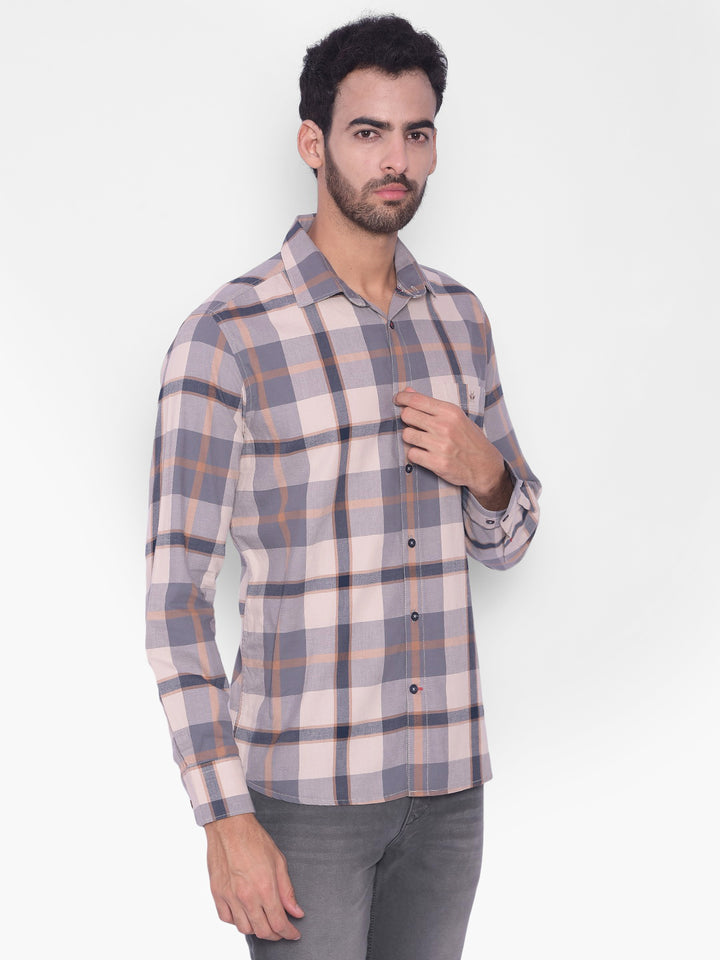 Grey Checked Shirt-Mens Shirts-Crimsoune Club