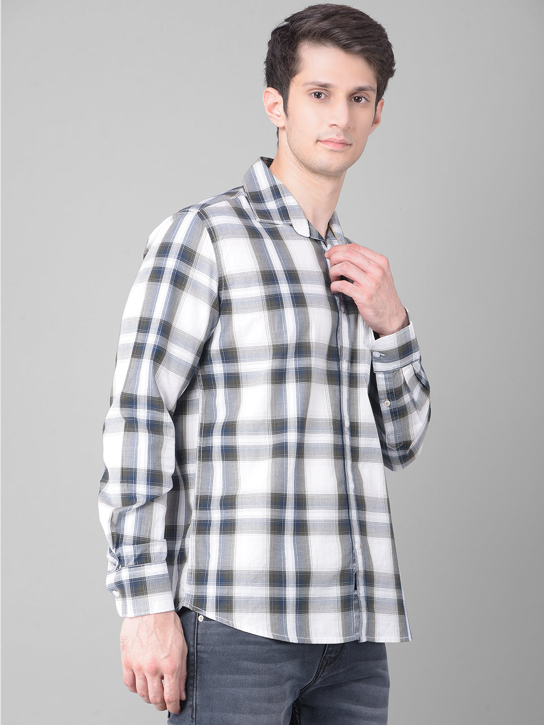 Grey Checked Shirt-Men Shirts-Crimsoune Club