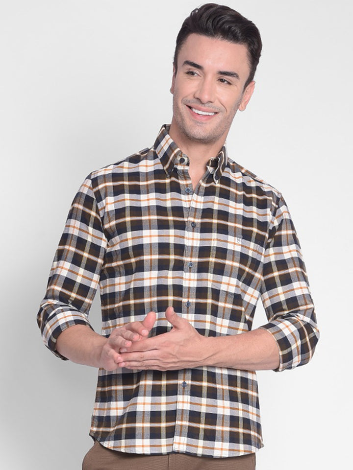 Brown Checked Shirt-Men shirts-Crimsoune Club