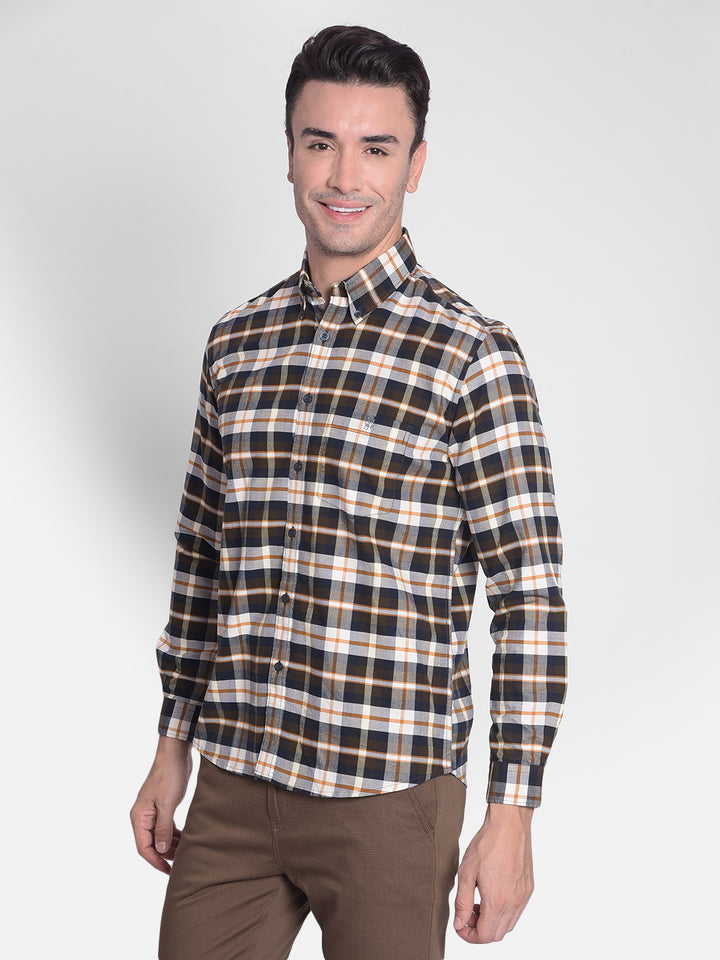Brown Checked Shirt-Men shirts-Crimsoune Club