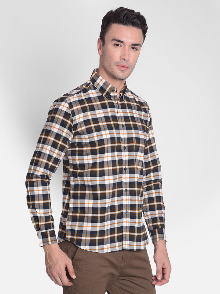 Brown Checked Shirt-Men shirts-Crimsoune Club