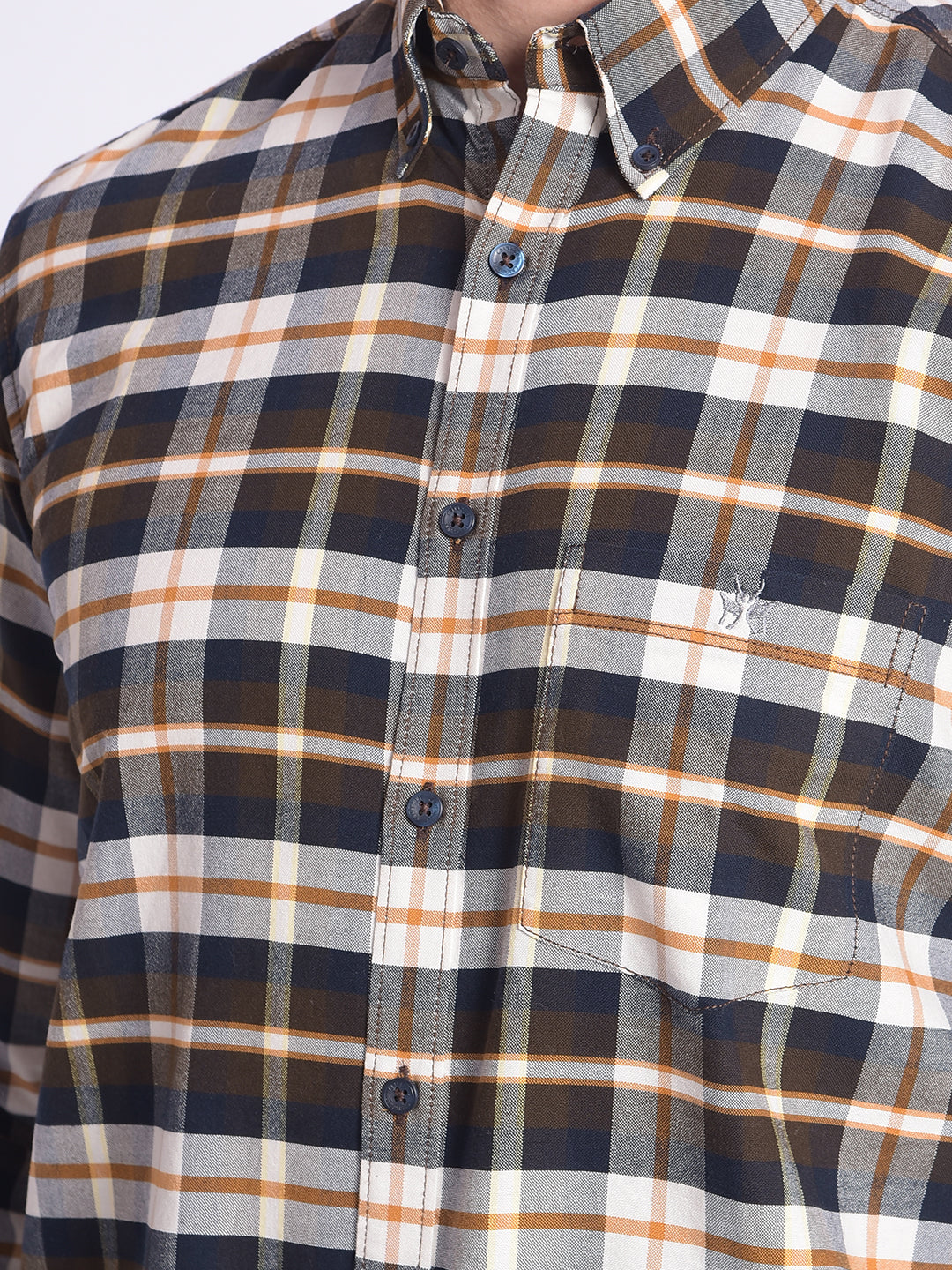Brown Checked Shirt-Men shirts-Crimsoune Club