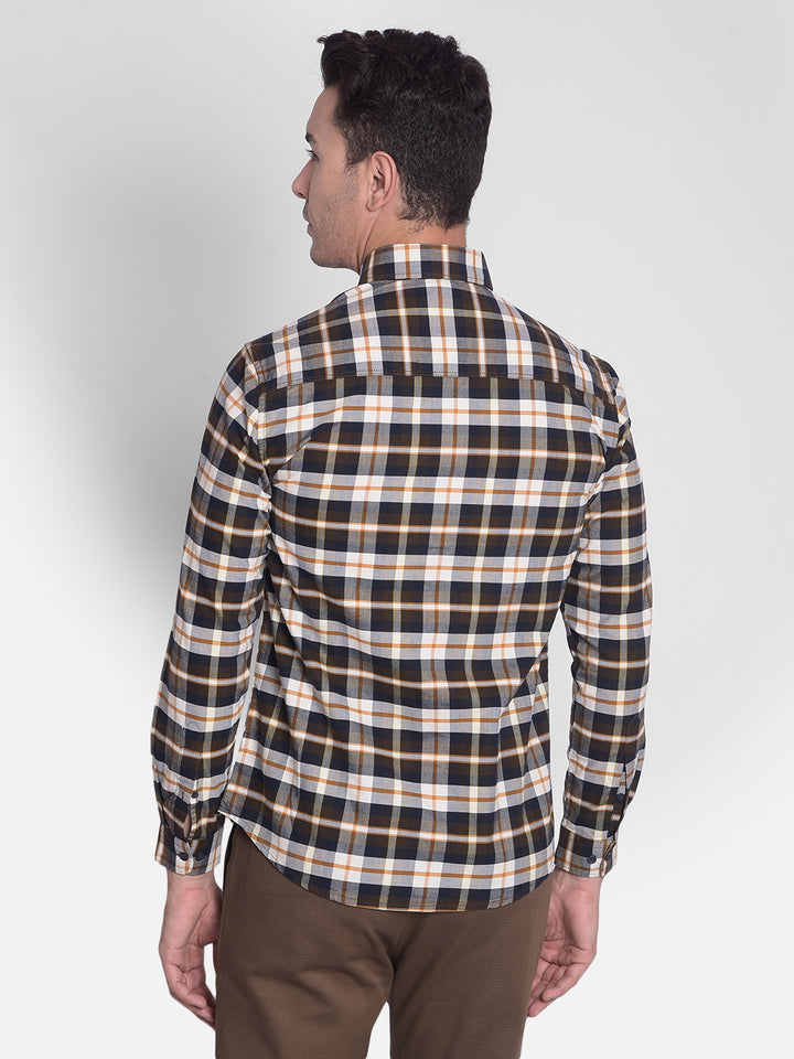 Brown Checked Shirt-Men shirts-Crimsoune Club