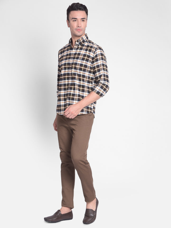 Brown Checked Shirt-Men shirts-Crimsoune Club