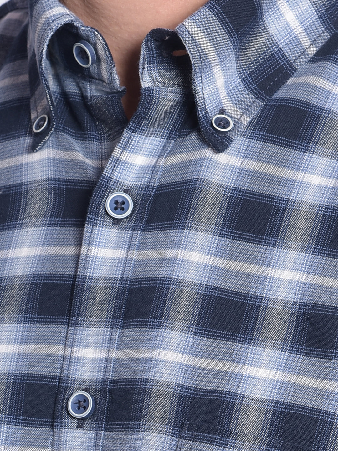 Navy Blue Checked Shirt-Men shirts-Crimsoune Club