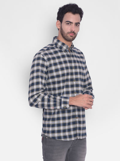 Navy Blue Checked Shirt-Mens Shirts-Crimsoune Club