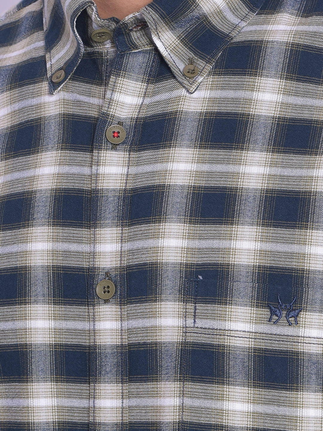 Navy Blue Checked Shirt-Mens Shirts-Crimsoune Club