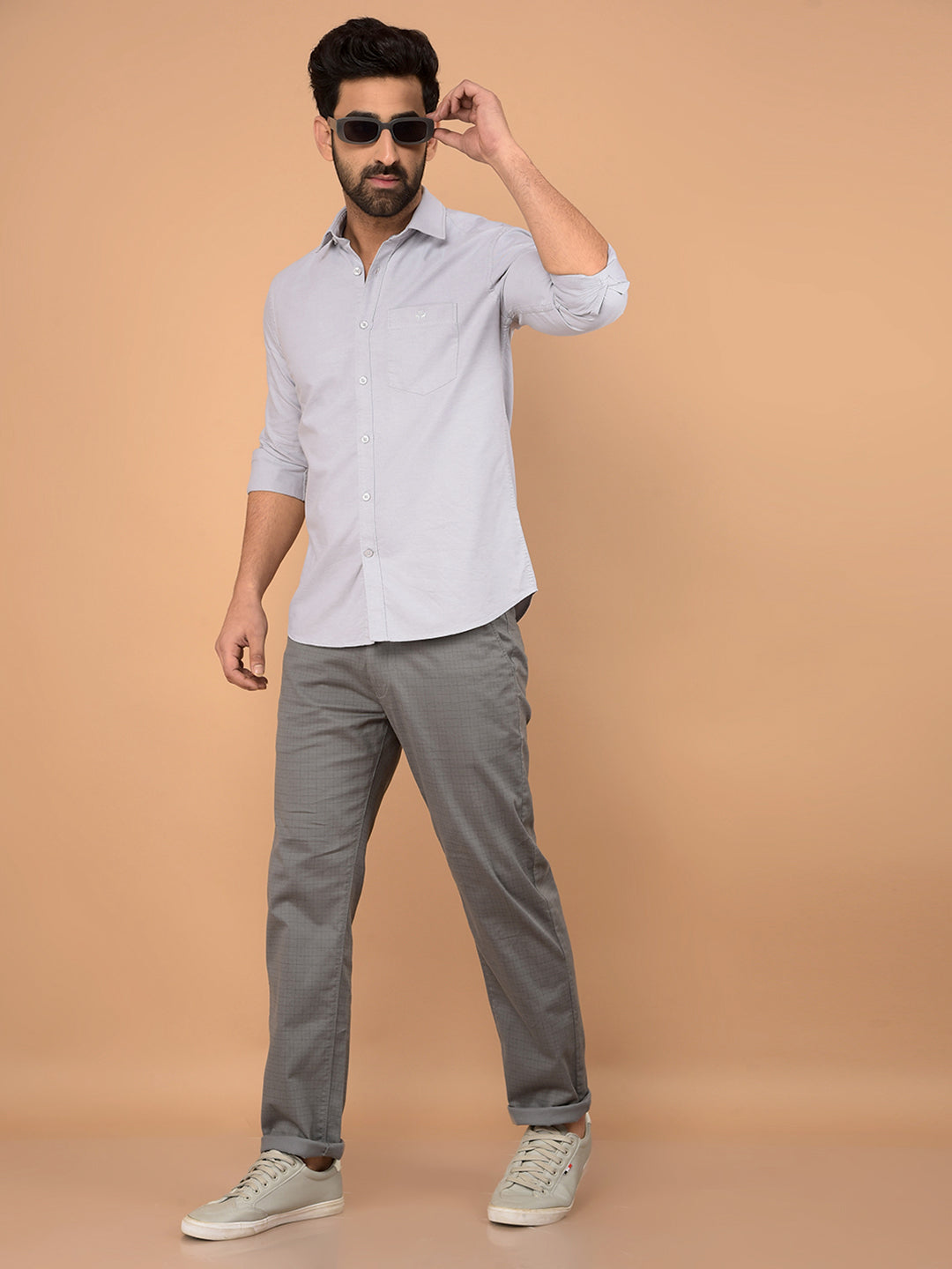 Grey 100% Cotton Shirt-Men Shirts-Crimsoune Club