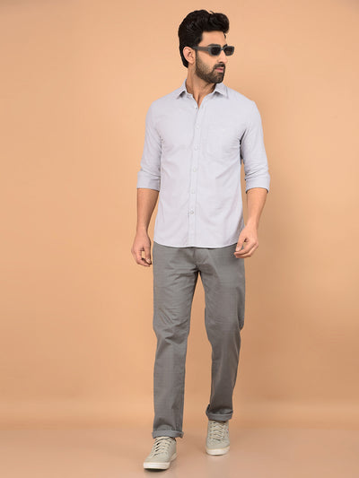 Grey 100% Cotton Shirt-Men Shirts-Crimsoune Club