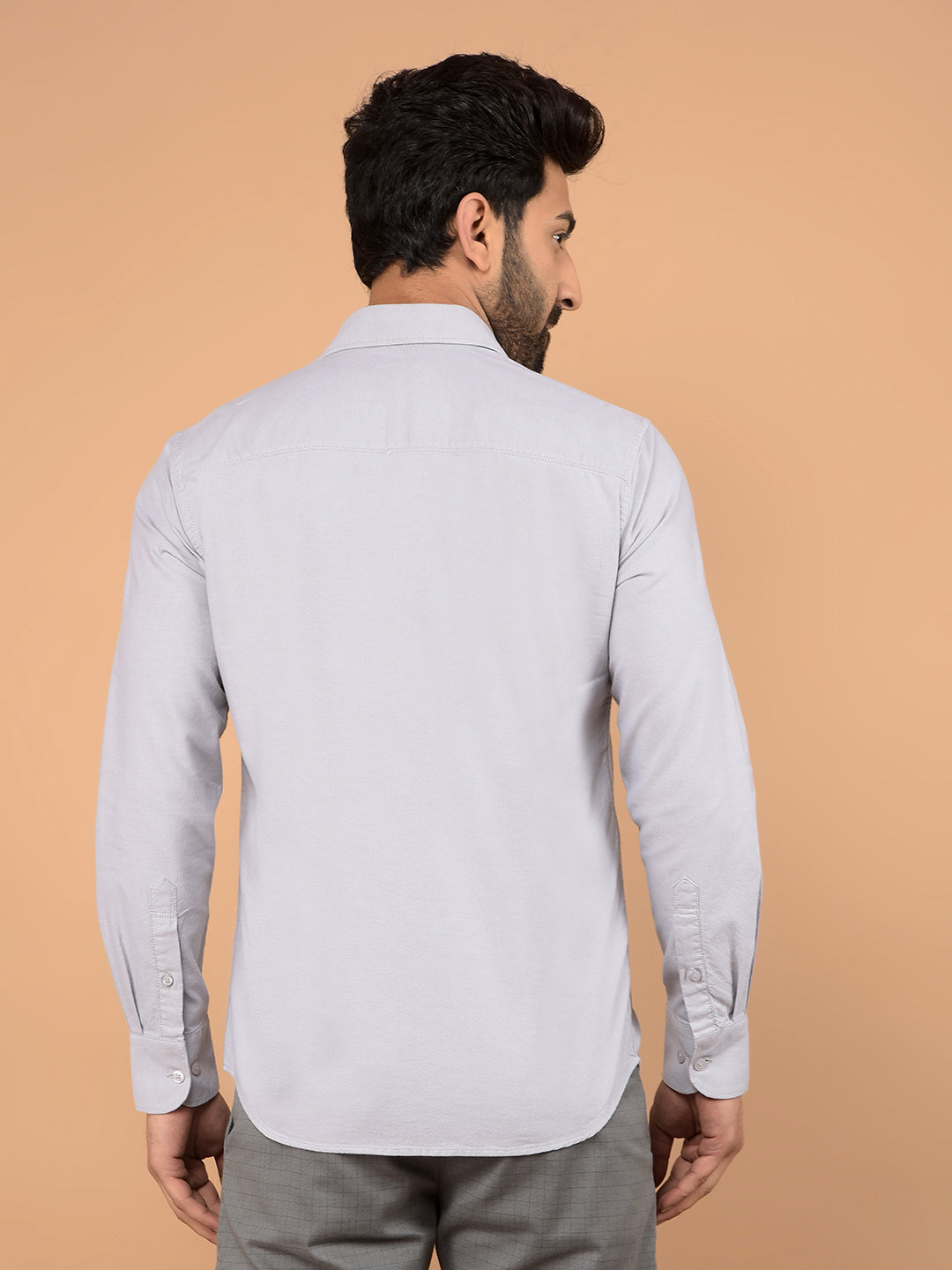 Grey 100% Cotton Shirt-Men Shirts-Crimsoune Club