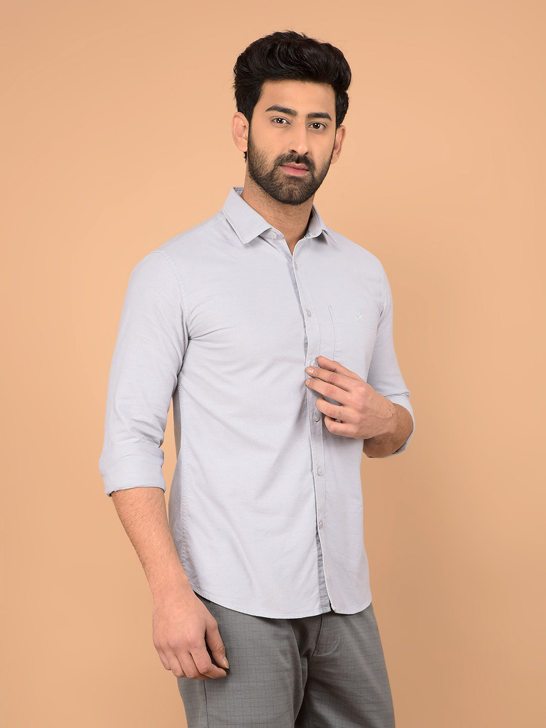 Grey 100% Cotton Shirt-Men Shirts-Crimsoune Club