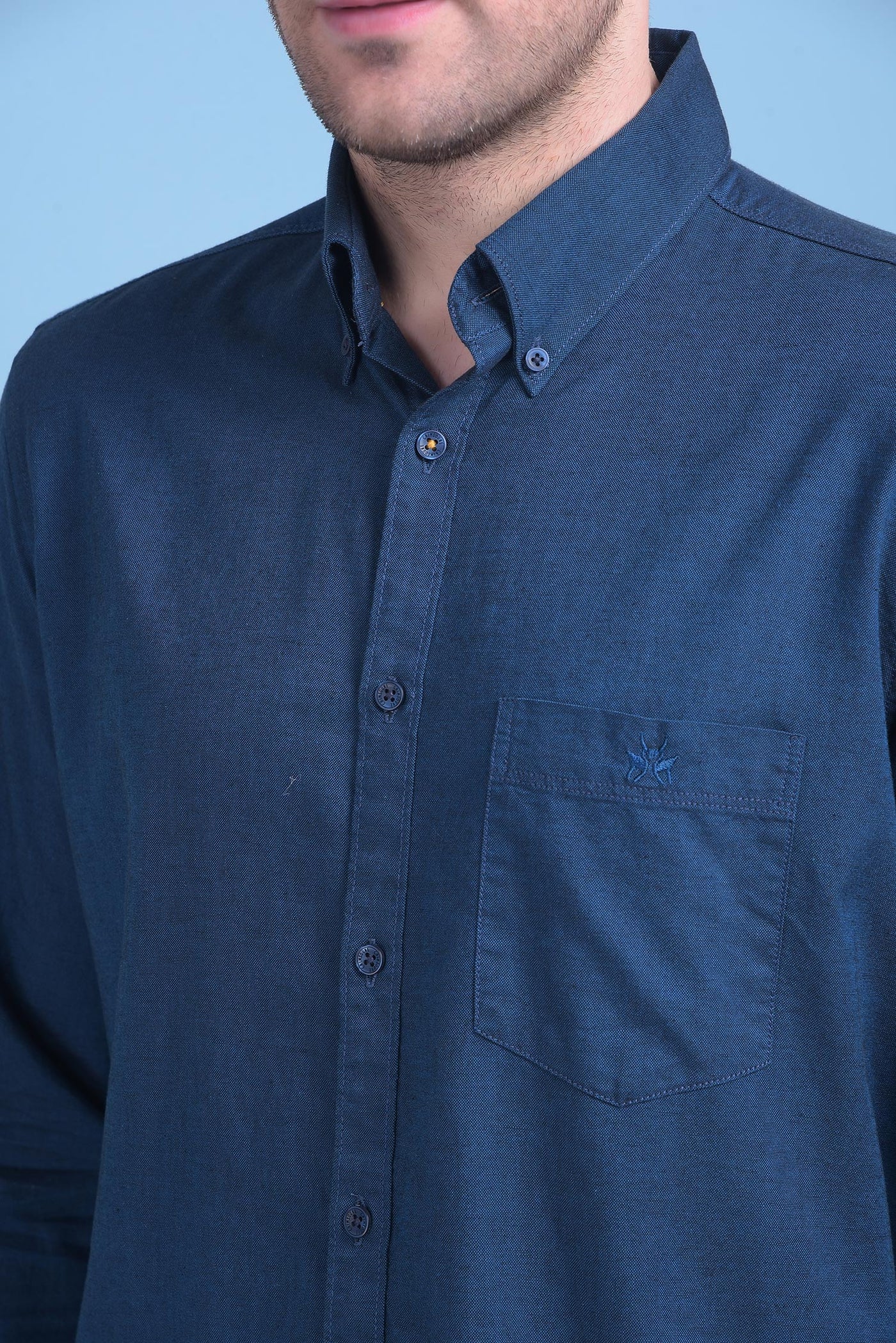 Blue 100% Cotton Shirt-Men Shirts-Crimsoune Club