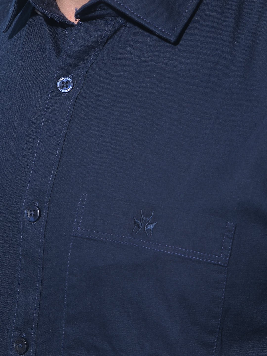 Navy Blue 100% Cotton Shirt-Men Shirts-Crimsoune Club