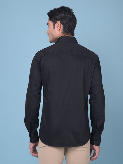 Black 100% Cotton Shirt-Men Shirts-Crimsoune Club