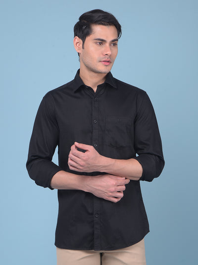 Black 100% Cotton Shirt-Men Shirts-Crimsoune Club