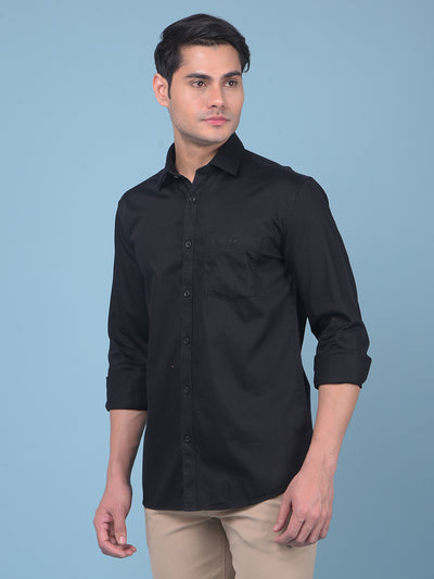 Black 100% Cotton Shirt-Men Shirts-Crimsoune Club