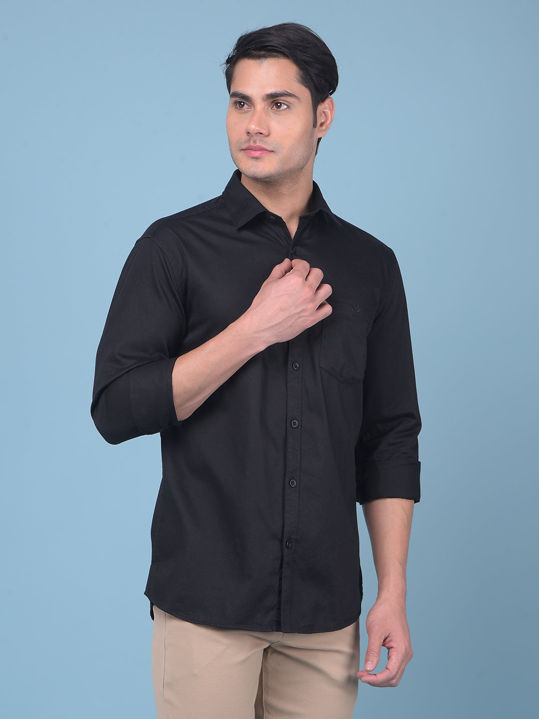 Black 100% Cotton Shirt-Men Shirts-Crimsoune Club