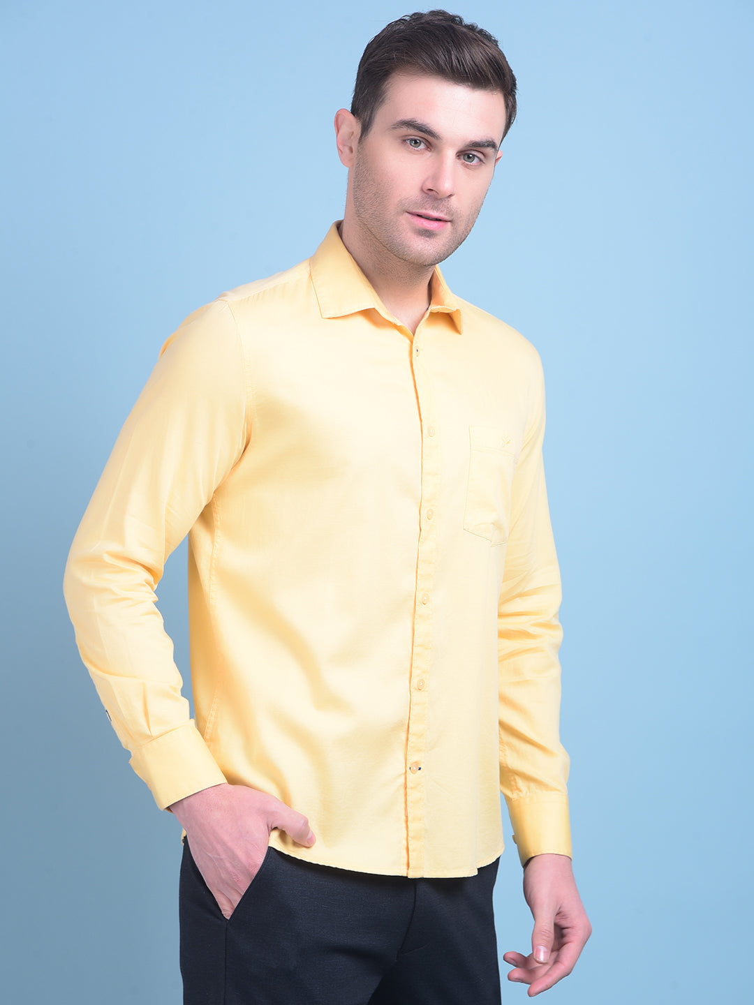 Orange 100% Cotton Shirt-Men Shirts-Crimsoune Club