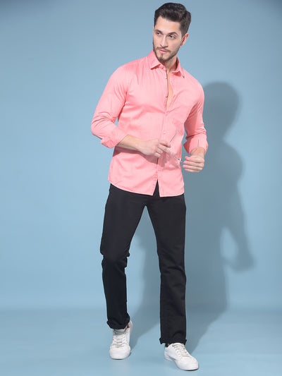 Peach 100% Cotton Shirt-Men Shirts-Crimsoune Club