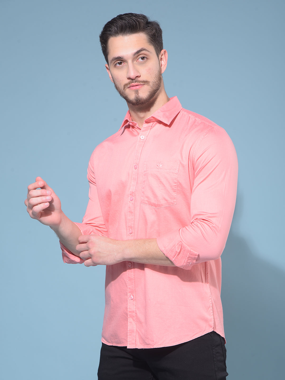 Peach 100% Cotton Shirt-Men Shirts-Crimsoune Club