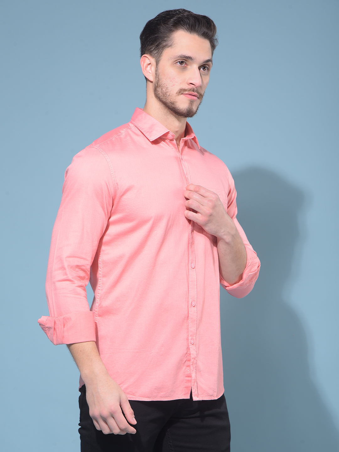 Peach 100% Cotton Shirt-Men Shirts-Crimsoune Club