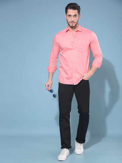 Peach 100% Cotton Shirt-Men Shirts-Crimsoune Club