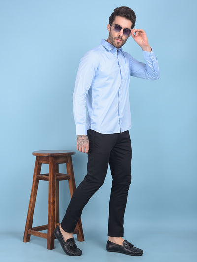 Blue 100% Cotton Shirt-Men Shirts-Crimsoune Club