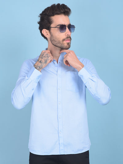 Blue 100% Cotton Shirt-Men Shirts-Crimsoune Club