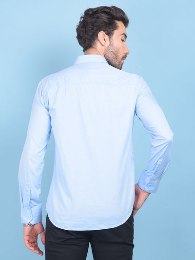 Blue 100% Cotton Shirt-Men Shirts-Crimsoune Club