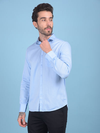 Blue 100% Cotton Shirt-Men Shirts-Crimsoune Club