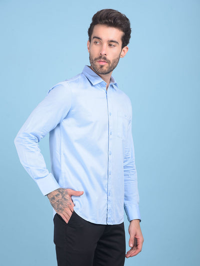 Blue 100% Cotton Shirt-Men Shirts-Crimsoune Club