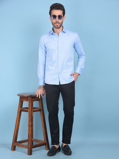 Blue 100% Cotton Shirt-Men Shirts-Crimsoune Club