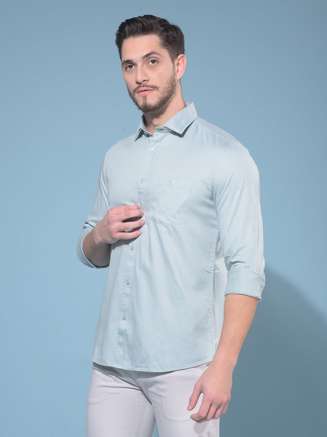 Green 100% Cotton Shirt-Men Shirts-Crimsoune Club