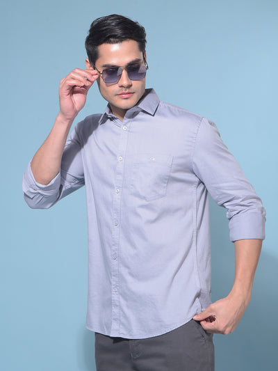 Grey 100% Cotton Shirt-Men Shirts-Crimsoune Club